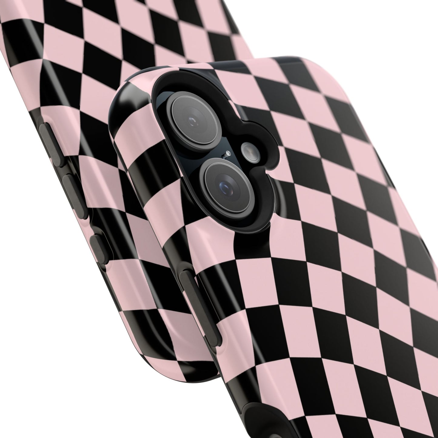 Pink & Black Wavy Checkered iPhone Case