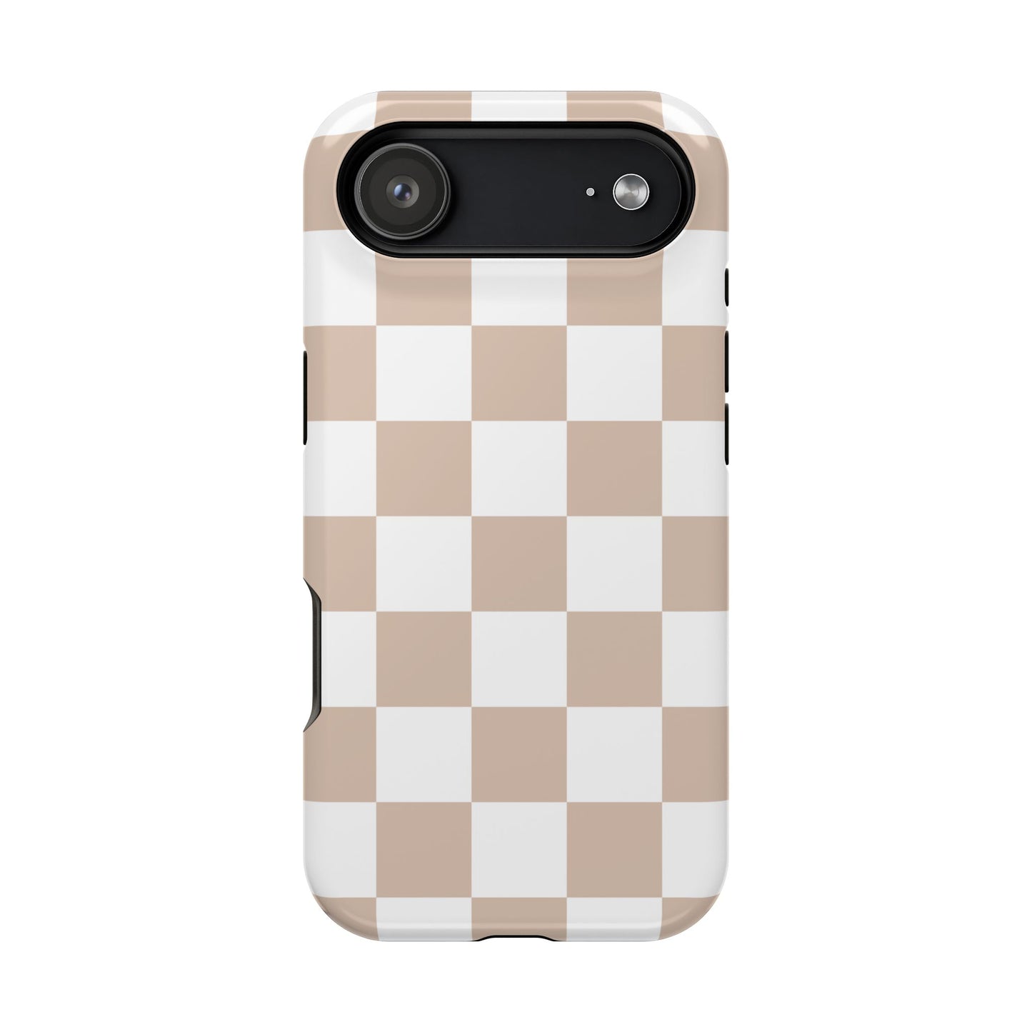 Beige & White Checkered iPhone Case