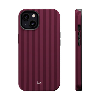Custom Initials Plum Stripes iPhone Case