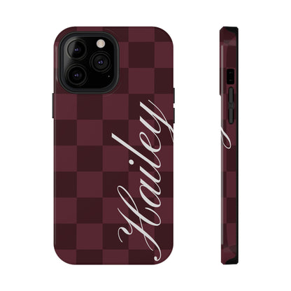 Custom Burgundy Checkered iPhone Case