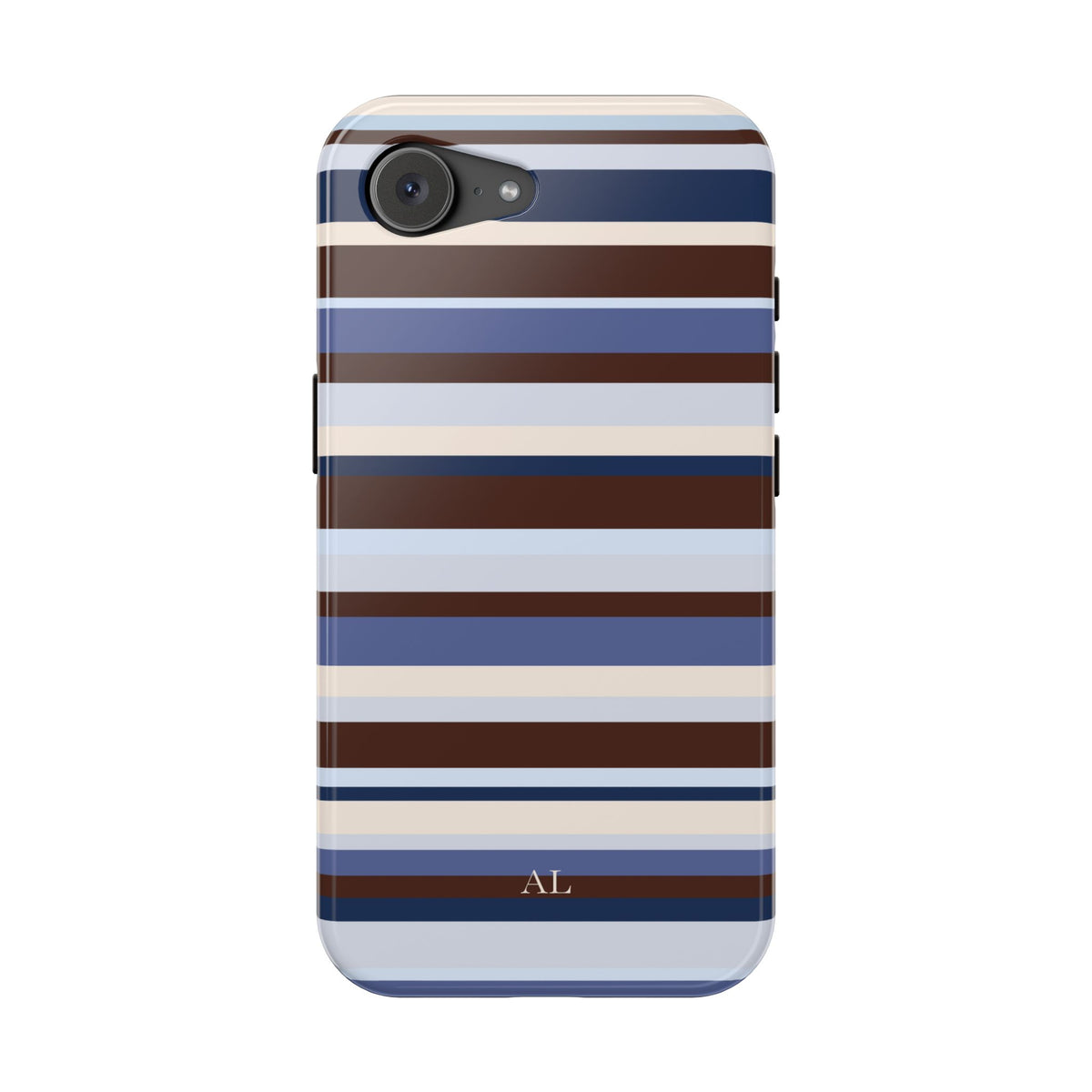 Custom Initials Blueberry Mocha Stripes iPhone Case