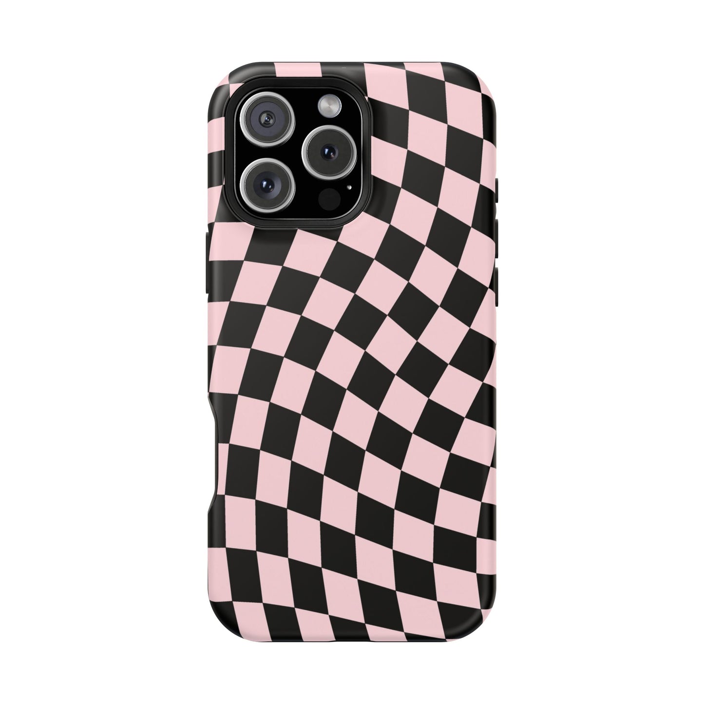 Pink & Black Wavy Checkered iPhone Case