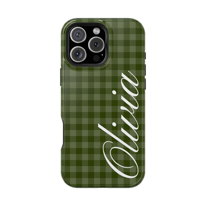 Custom Green Gingham iPhone Case