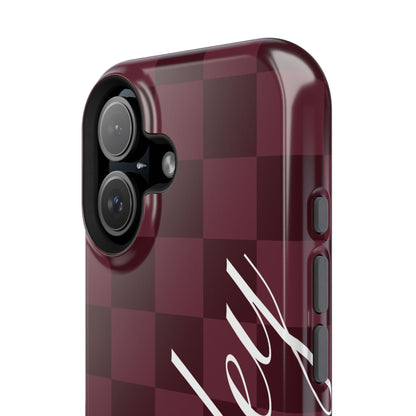 Custom Burgundy Checkered iPhone Case