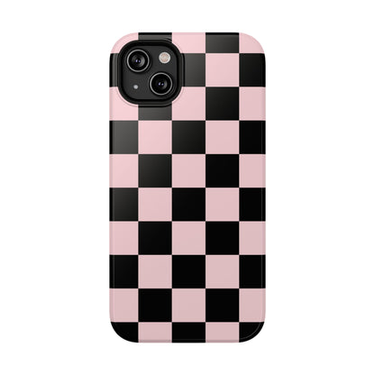 Pink & Black Checkered iPhone Case