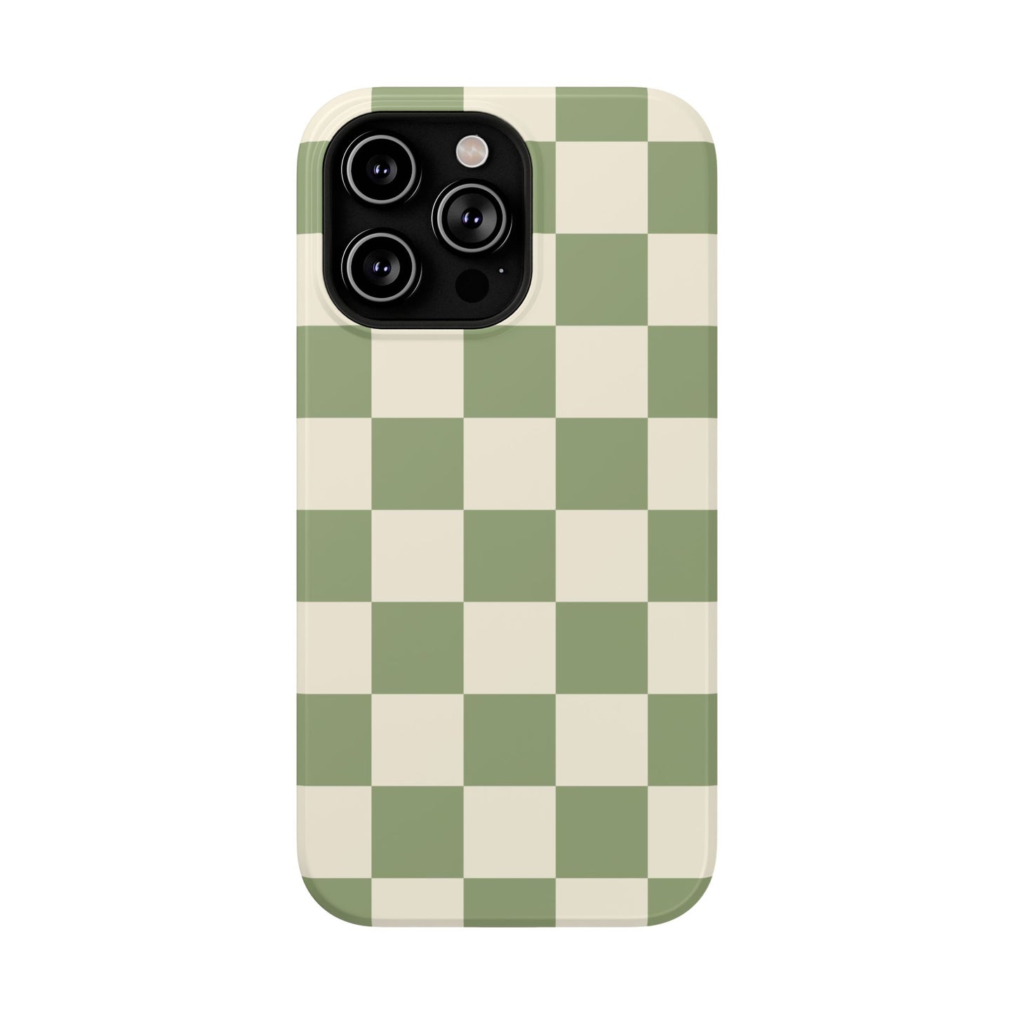 Green & Beige Checkered iPhone Case