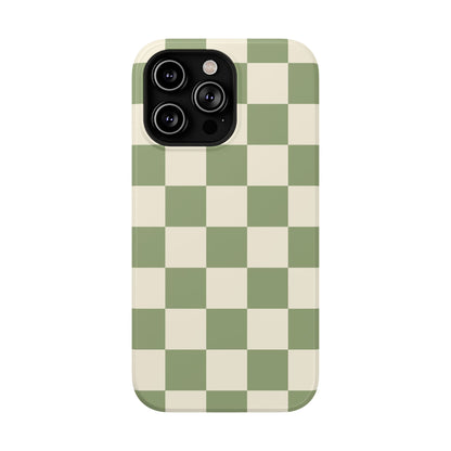 Green & Beige Checkered iPhone Case