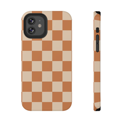 Dark Orange Checkered iPhone Case