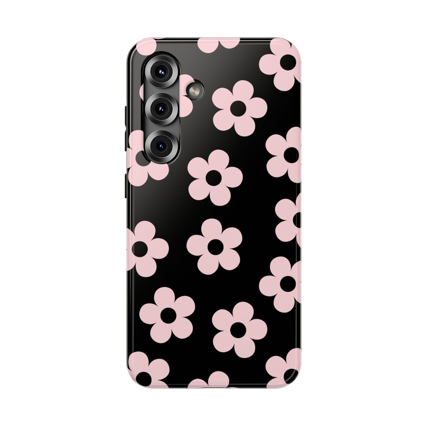 Black & Pink Retro Flowers Samsung Case