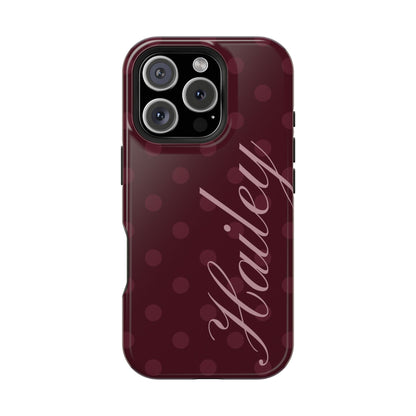 Custom Burgundy Polka Dots iPhone Case