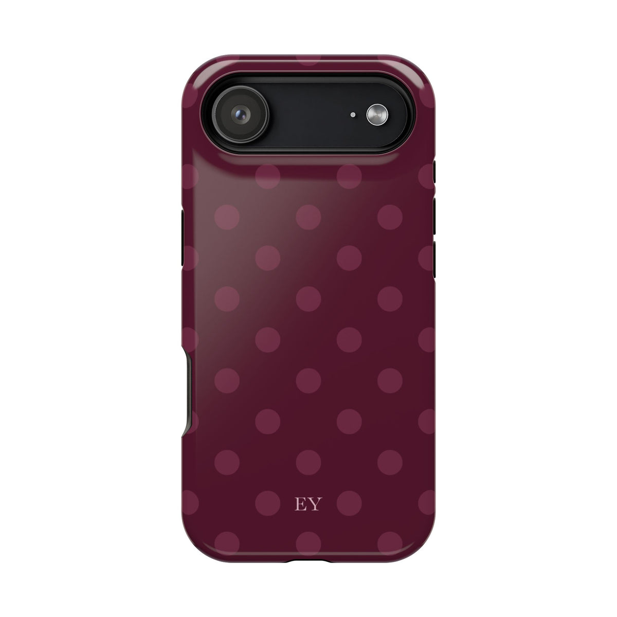 Custom Initials Plum Polka Dots iPhone Case