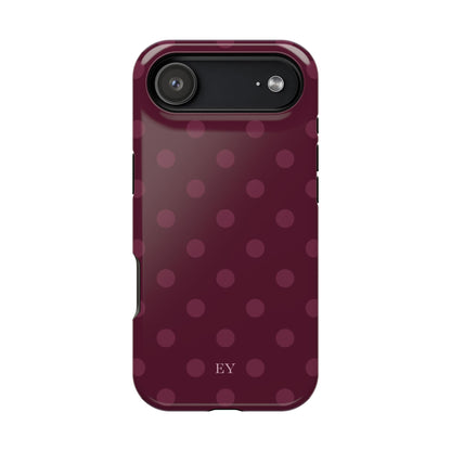 Custom Initials Plum Polka Dots iPhone Case