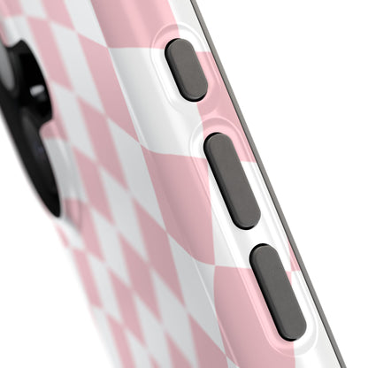 Pink Wavy Checkered iPhone Case