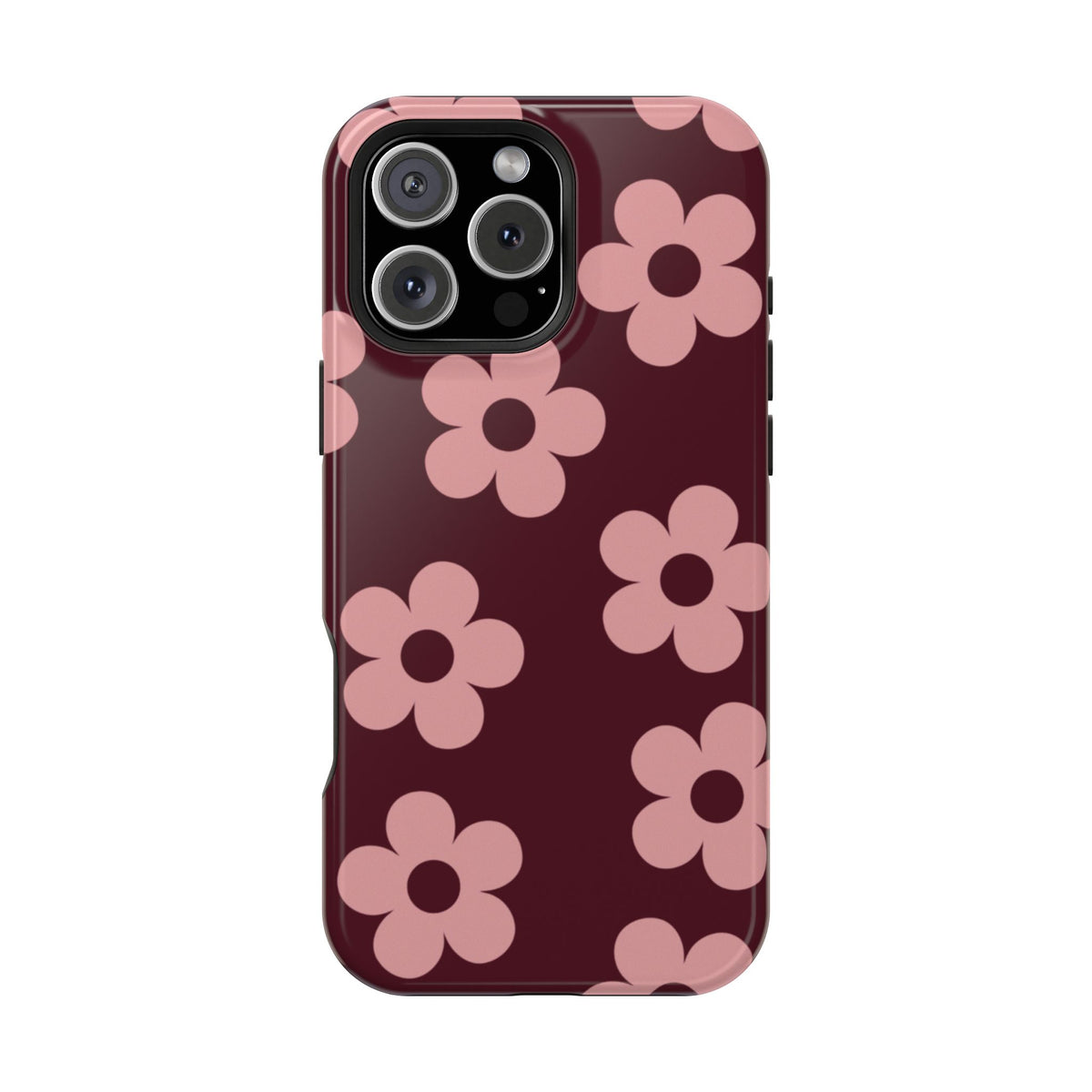 Burgundy & Pink Flowers iPhone Case