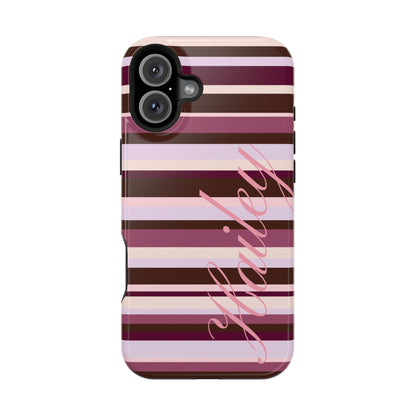 Custom Berry Mocha Stripes iPhone Case
