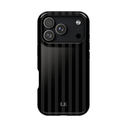 Custom Initials Black Stripes iPhone Case
