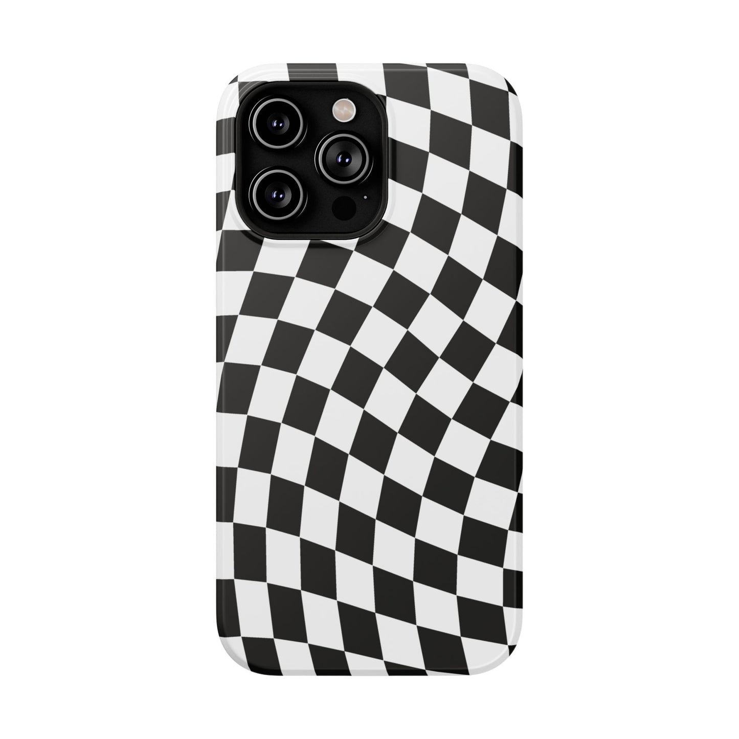 Black Wavy Checkered iPhone Case