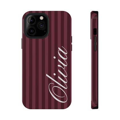 Custom Burgundy Stripes iPhone Case