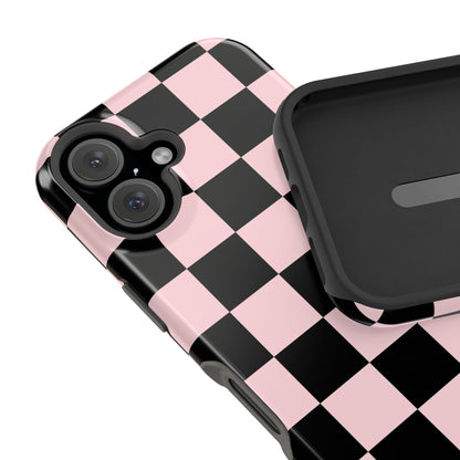 Pink & Black Checkered iPhone Case