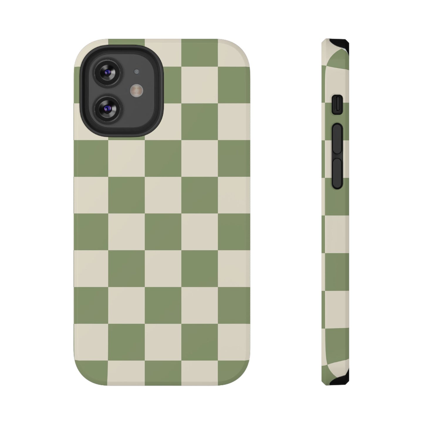 Green & Beige Checkered iPhone Case