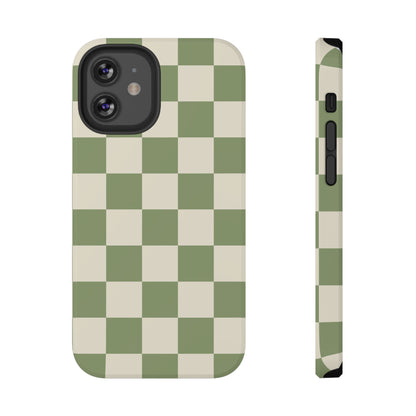 Green & Beige Checkered iPhone Case