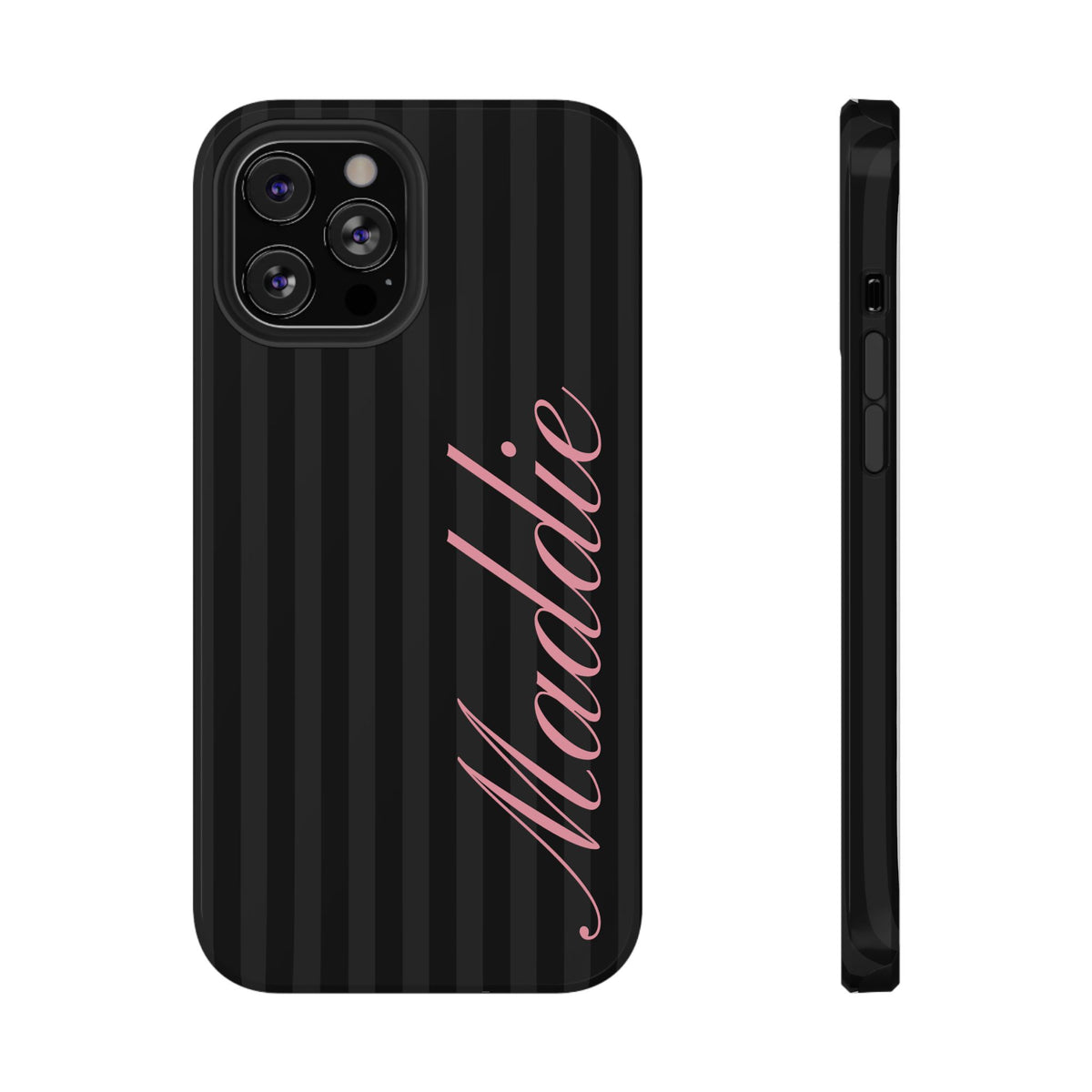 Custom Pink Black Stripes iPhone Case