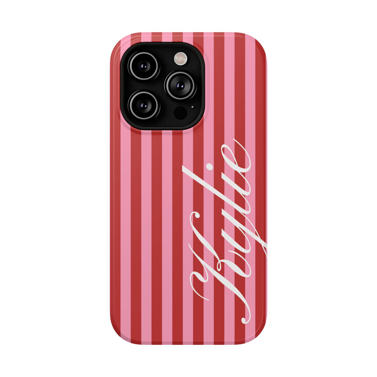 Personalized Cherry Blush Stripes iPhone Case