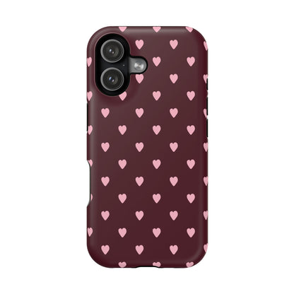 Burgundy & Pink Little Hearts iPhone Case