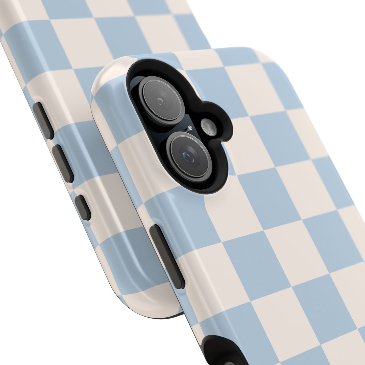 Light Blue & Beige Checkered iPhone Case