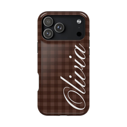 Custom Brown Gingham iPhone Case