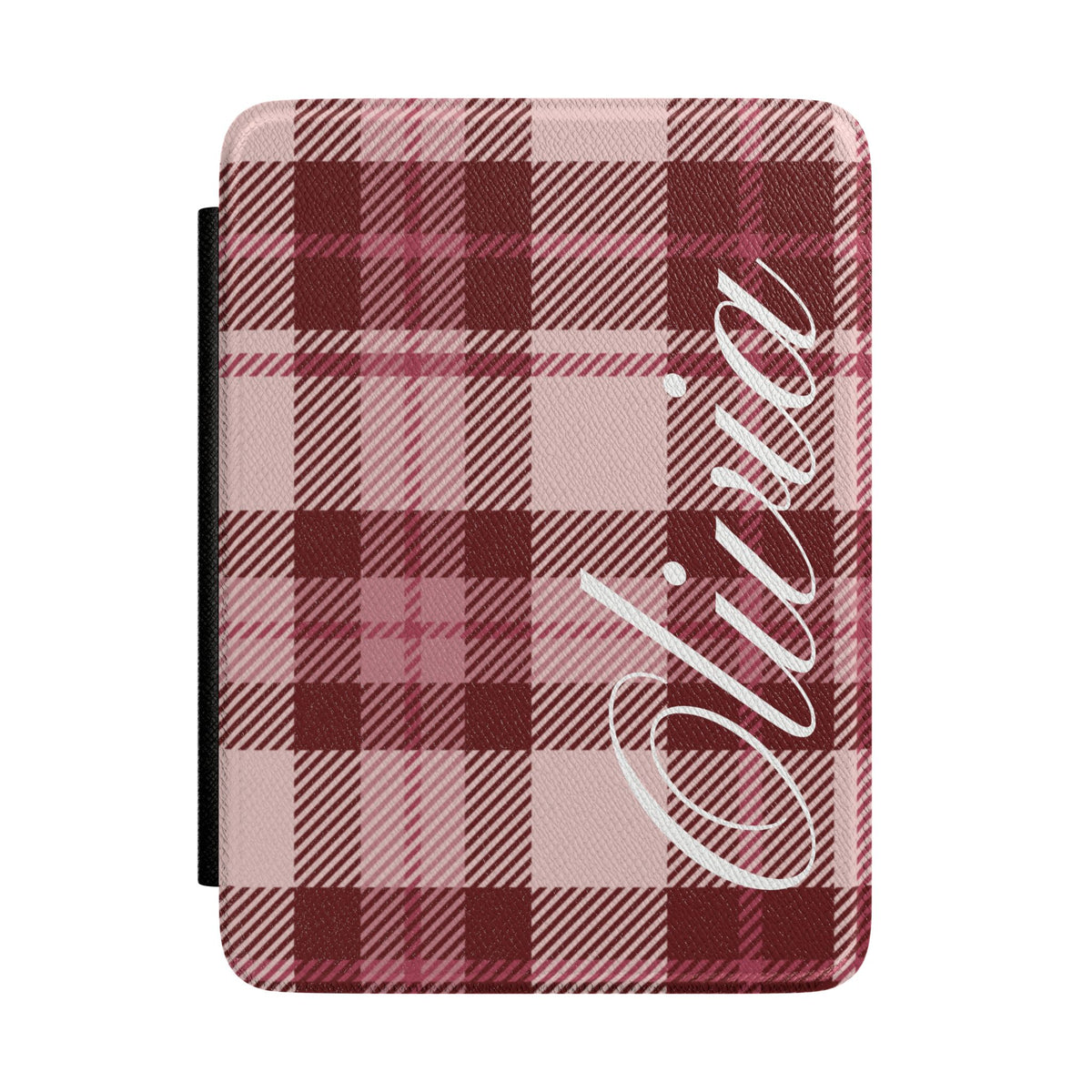 Custom Burgundy Plaid Kindle Case