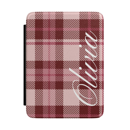 Custom Burgundy Plaid Kindle Case