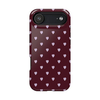 Burgundy & Purple Little Hearts iPhone Case