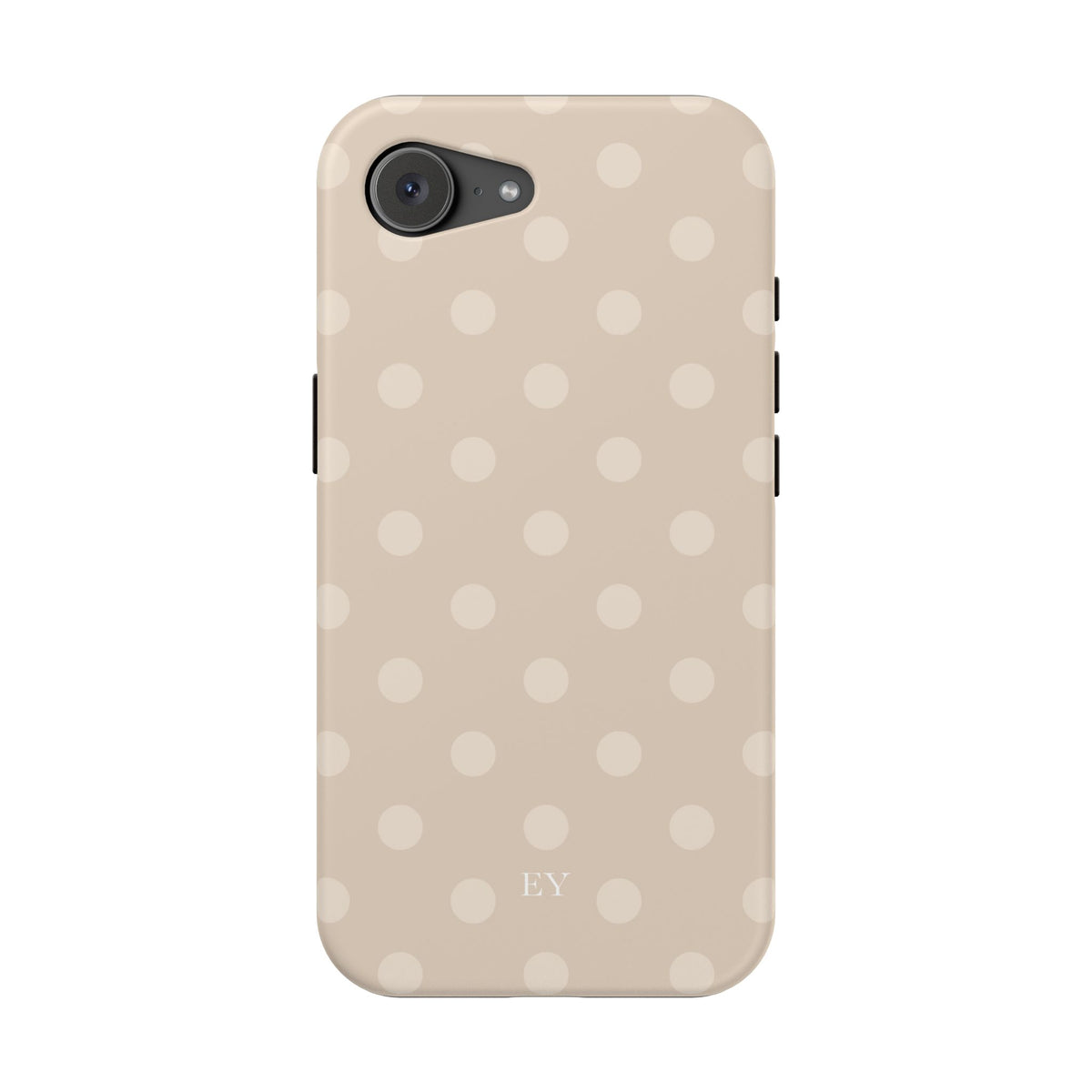 Custom Initials Beige Polka Dots iPhone Case