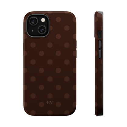 Custom Initials Mocha Polka Dots iPhone Case