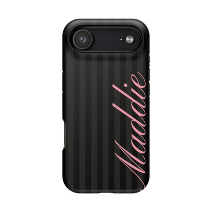 Custom Pink Black Stripes iPhone Case