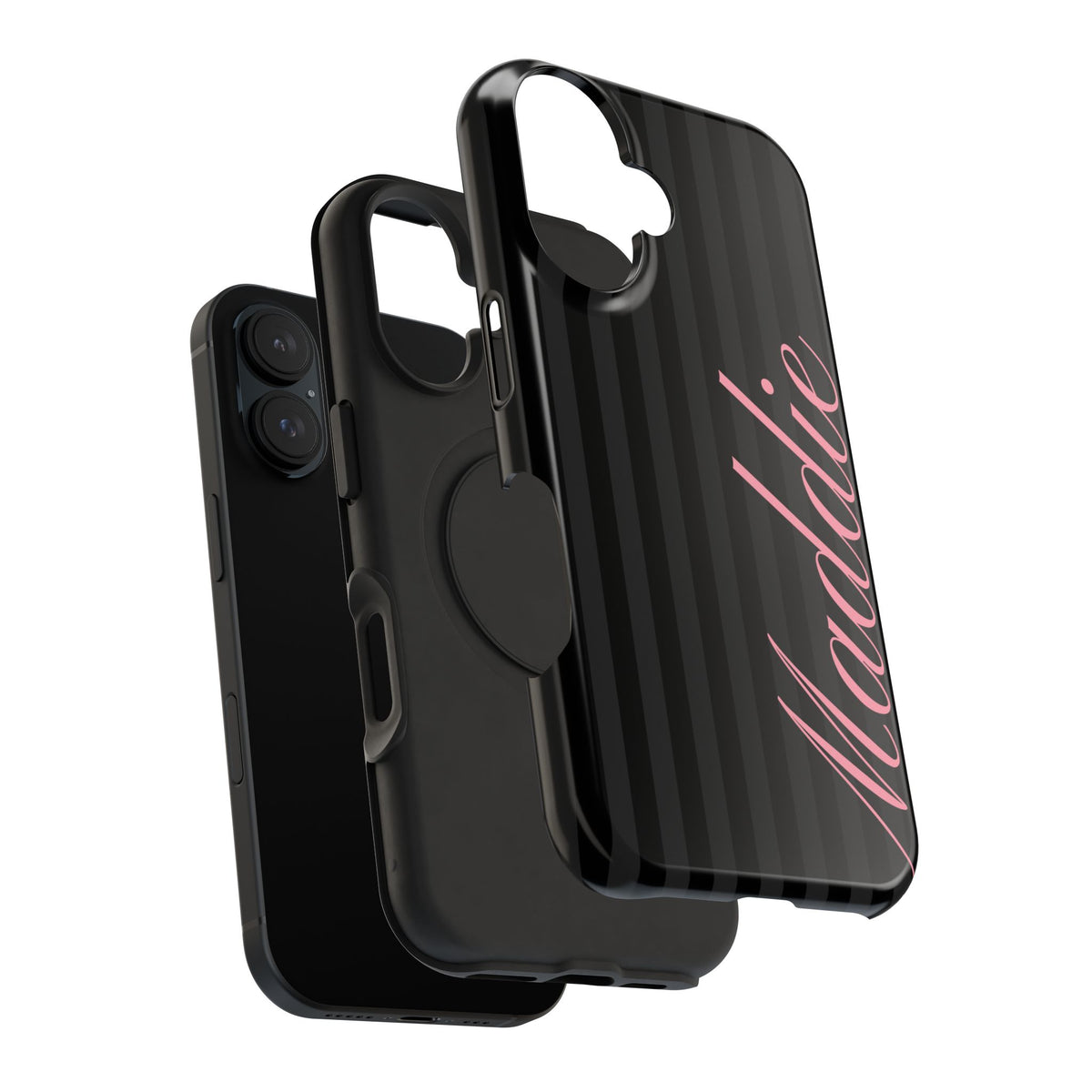 Custom Pink Black Stripes iPhone Case