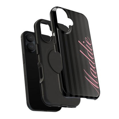 Custom Pink Black Stripes iPhone Case