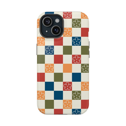 Vintage Flowers Checkered iPhone Case
