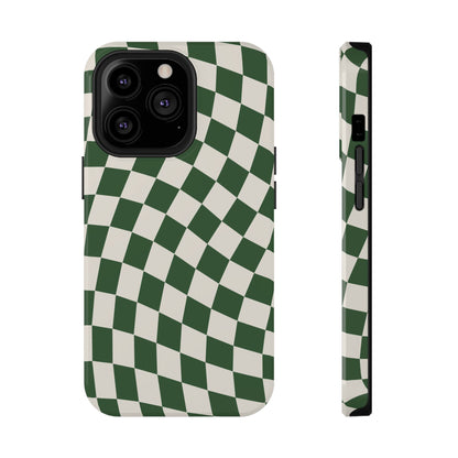 Green Wavy Checkered iPhone Case