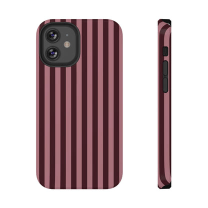 Burgundy & Pink Stripes iPhone Case