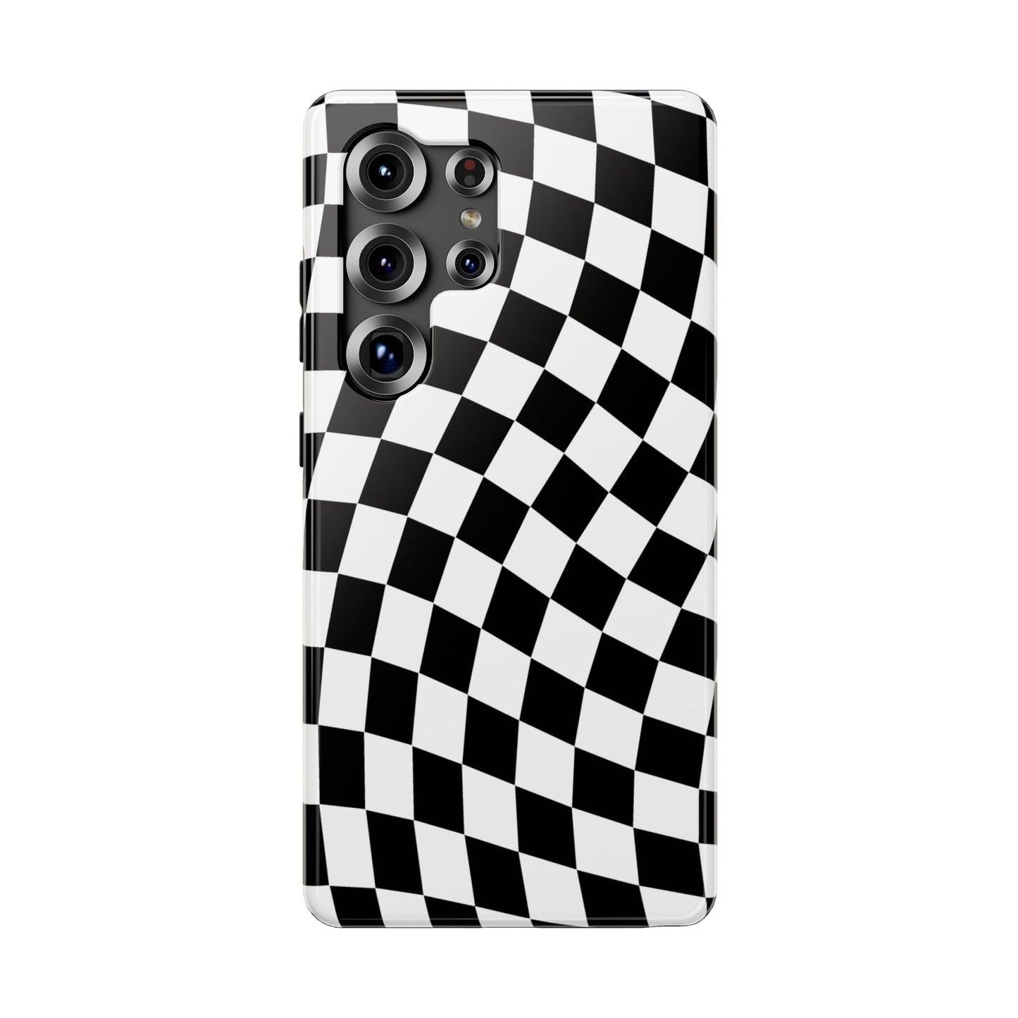 Black Wavy Checkered Samsung Case