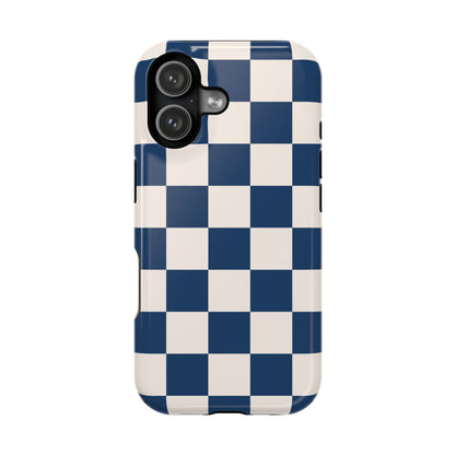 Navy & Beige Checkered iPhone Case