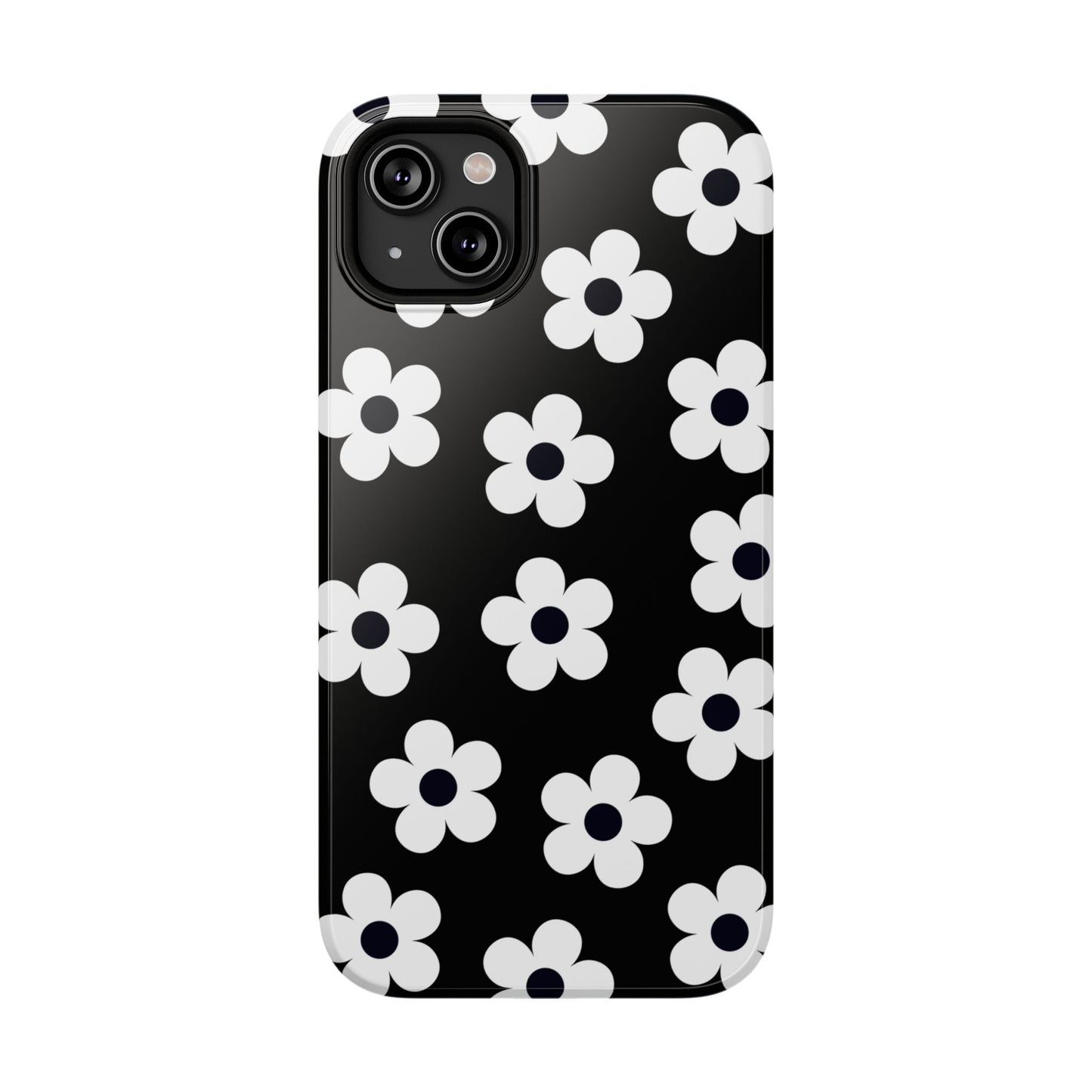 Black Retro Flowers iPhone Case