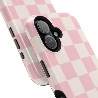 Light Pink & Beige Checkered iPhone Case