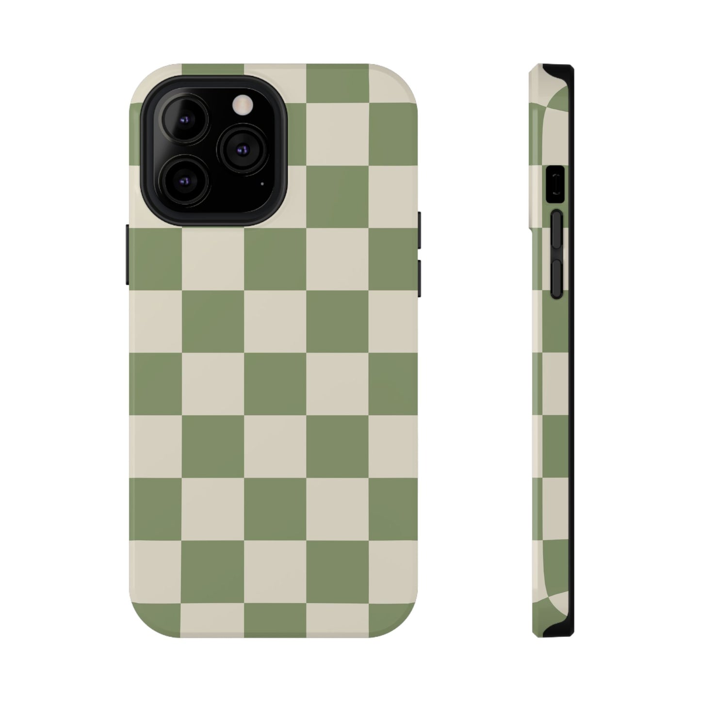 Green & Beige Checkered iPhone Case