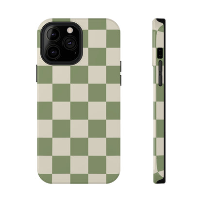 Green & Beige Checkered iPhone Case