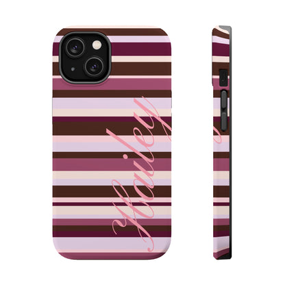Custom Berry Mocha Stripes iPhone Case