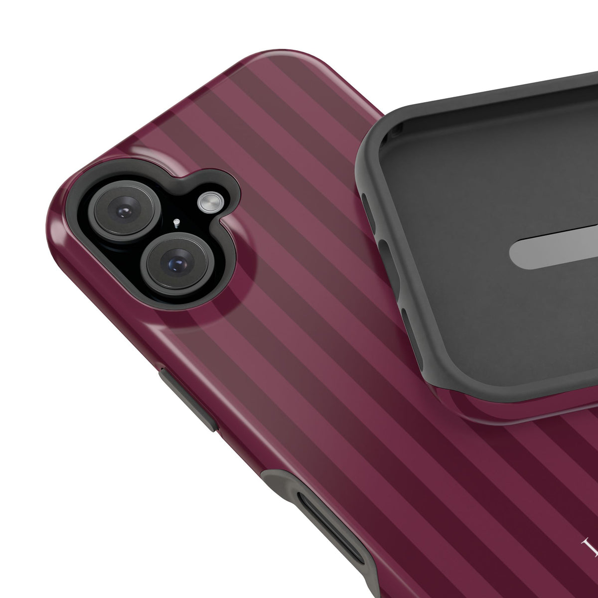 Custom Initials Plum Stripes iPhone Case