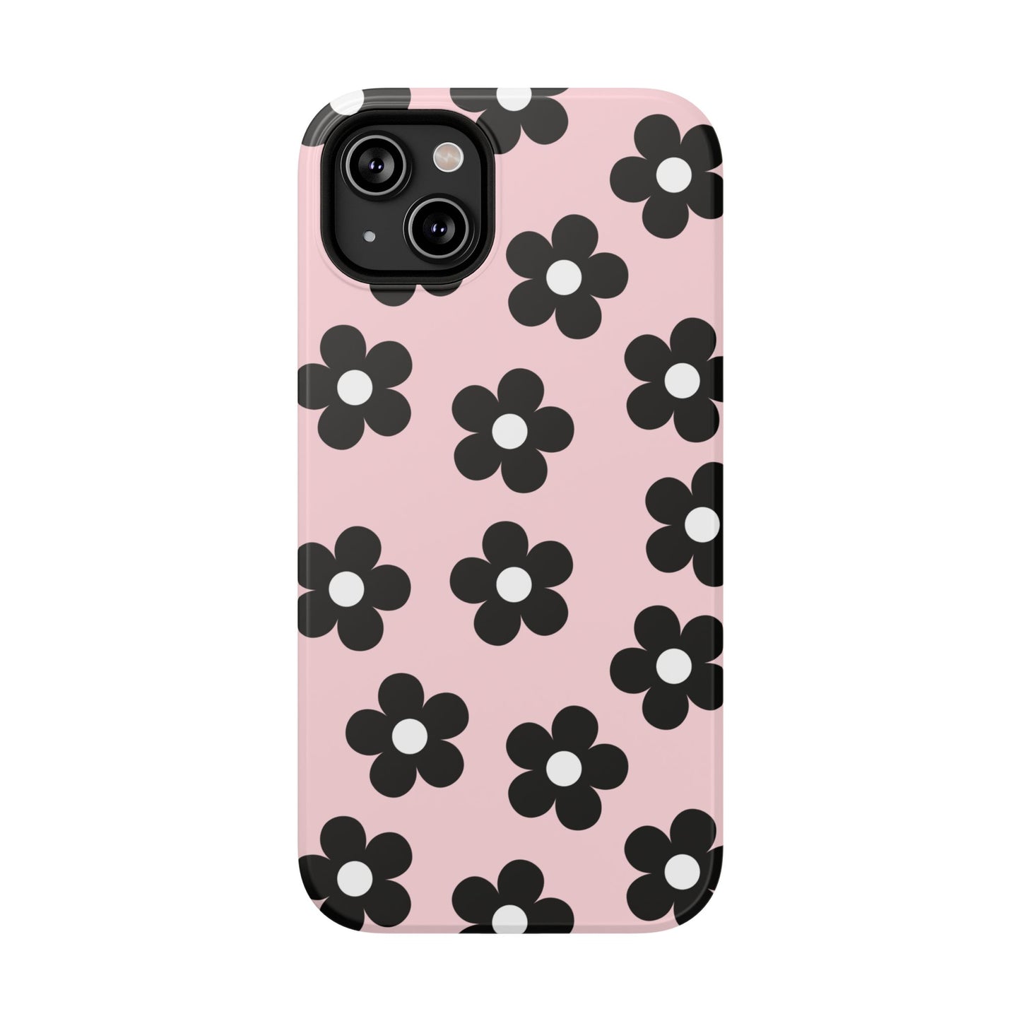 Pink & Black Retro Flowers iPhone Case